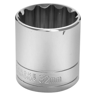 Performance Tool® - 1/2" Drive 32 mm 12-Point Metric Standard Socket
