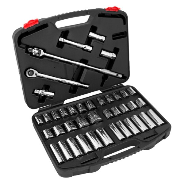 Performance Tool® - 1/2" Drive SAE/Metric Ratchet and Socket Set, 40 Pieces