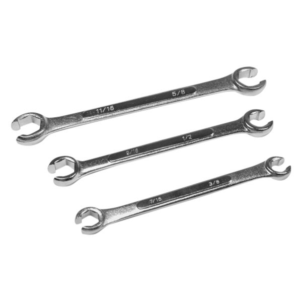 Performance Tool® - 3-piece 3/8" to 11/16" 6-Point Mirror Polished Straight Double End Flare Nut Wrench Set