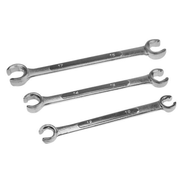 Performance Tool® - 3-piece 10 to 17 mm 6-Point Mirror Polished Straight Double End Flare Nut Wrench Set
