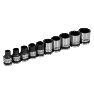 Performance Tool® - 3/8" Drive SAE/Metric #5 Spline Standard Impact Socket Set (10 Pieces)
