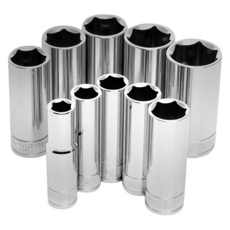 Performance Tool® - 3/8" Drive 6-Point SAE Deep Socket Set 10 Pieces