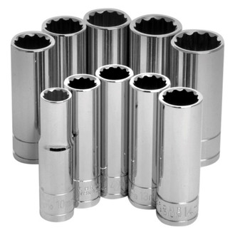 Performance Tool® - 3/8" Drive 12-Point Metric Deep Socket Set 10 Pieces
