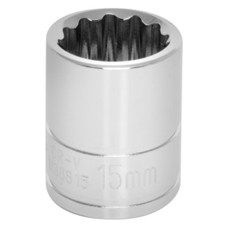 Performance Tool® - 3/8" Drive 15 mm 12-Point Metric Standard Socket