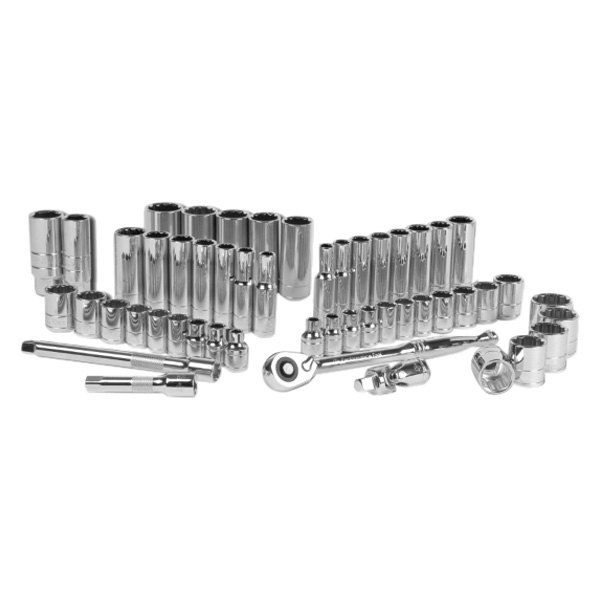 Performance Tool® - 3/8" Drive 12-Point SAE/Metric Ratchet and Socket Set, 51 Pieces