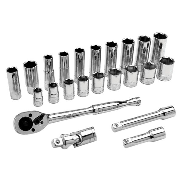 Performance Tool® - 3/8" Drive Metric Ratchet and Socket Set, 23 Pieces