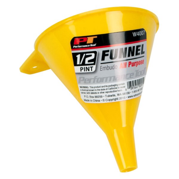 Performance Tool® - 0.06 gal 3.75" Yellow Plastic All Purpose Funnel