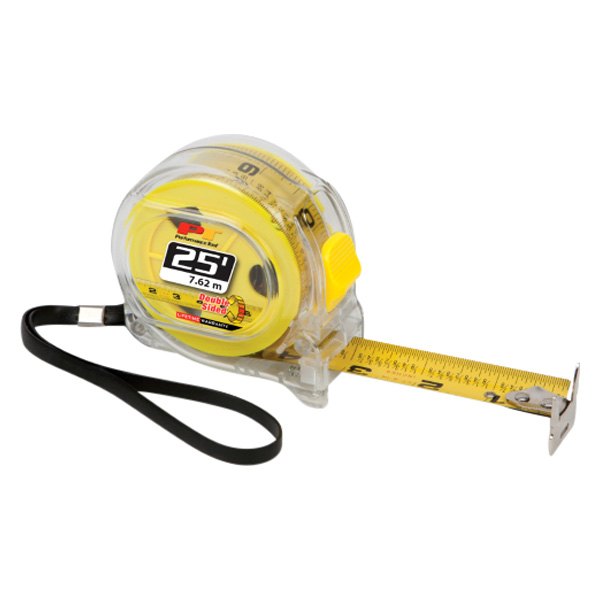 Performance Tool® - 25' (7.6 m) SAE/Metric Clear/Yellow Measuring Tape