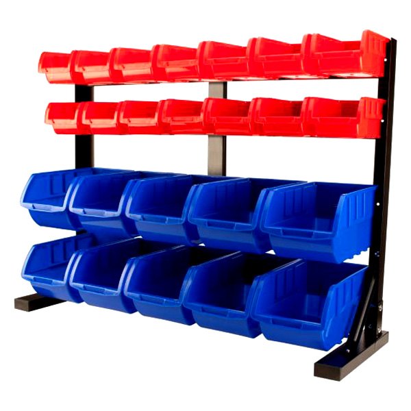 Performance Tool® - 24-Bin Red/Blue Wall/Benchtop Small Parts Storage Rack