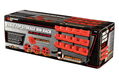Performance Tool® W5186 - 15-Bin Red Table Top Small Parts Storage