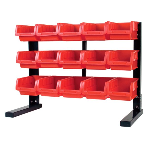 Performance Tool® - 15-Bin Red Table Top Small Parts Storage Rack