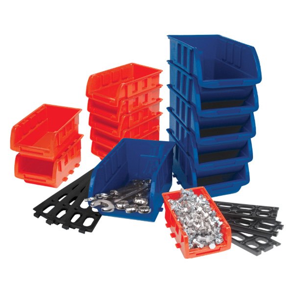 Performance Tool® - 4" Red/Blue Plastic Bin Set (15 Pieces)