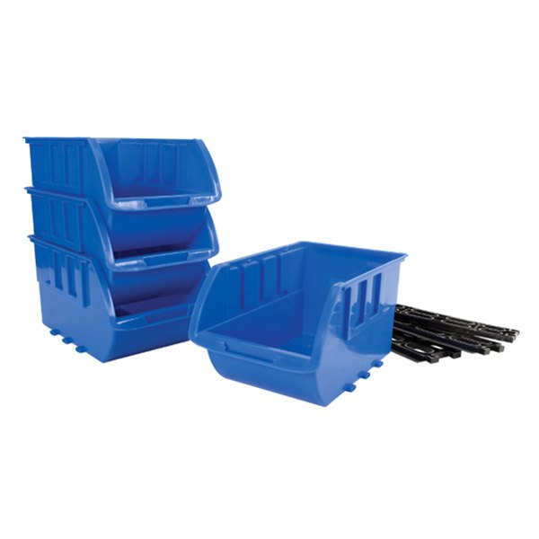 Performance Tool® - 6" Blue Stackable Plastic Bin Set (4 Pieces)