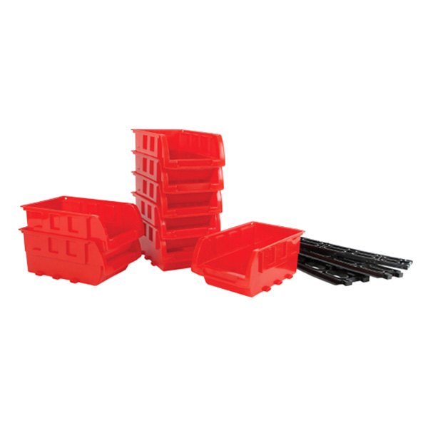 Performance Tool® - 4" Red Stackable Plastic Bin Set (8 Pieces)