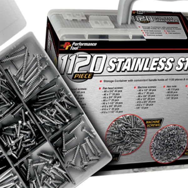 Performance Tool® - Stainless Steel Flat Washers Screw Assortment (1120 Pieces)