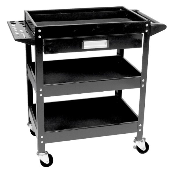 Performance Tool® - 24" x 16" x 31" Black Steel 1-Drawer 3-Shelf Utility Cart