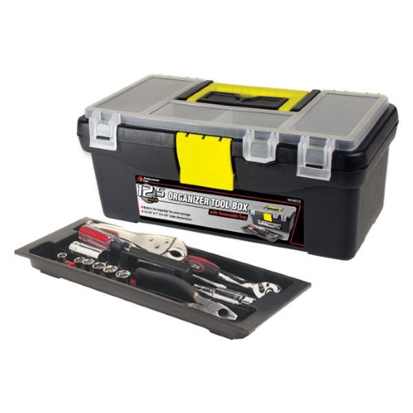 Performance Tool® - Plastic Portable Tool Box with Tool Tray (12.5" W x 7" D x 6" H)