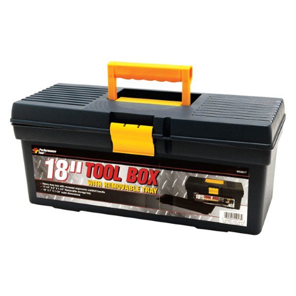 Performance Tool® - Plastic Portable Tool Box with Tool Tray (18" W x 7" D x 7.5" H)