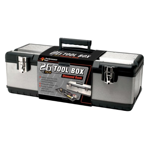 Performance Tool® - Steel Portable Tool Box with Tool Tray (26" W x 10" D x 8.5" H)