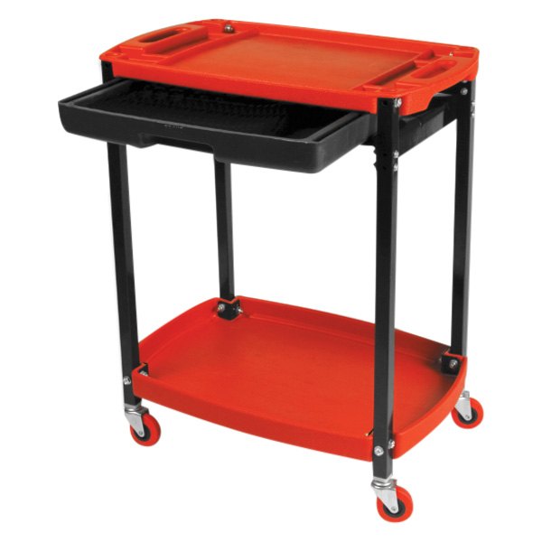 Performance Tool® - 23.5" x 16.5" x 29" Red Plastic Compact Mechanic's 1-Drawer 2-Shelf Shop Cart