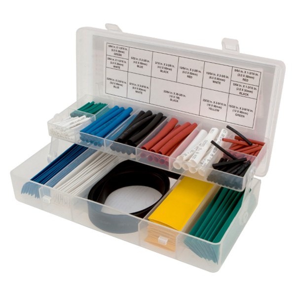 Performance Tool® - 1-3/16" to 39-3/8" x 5/64" to 23/32" 2:1 Polyolefin Multi-Color Heat Shrink Tubing Set