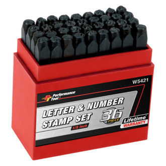 Performance Tool® - 36-piece 1/8" A to Z and "&" (#0 to #9) Number and Letter Stamp Set