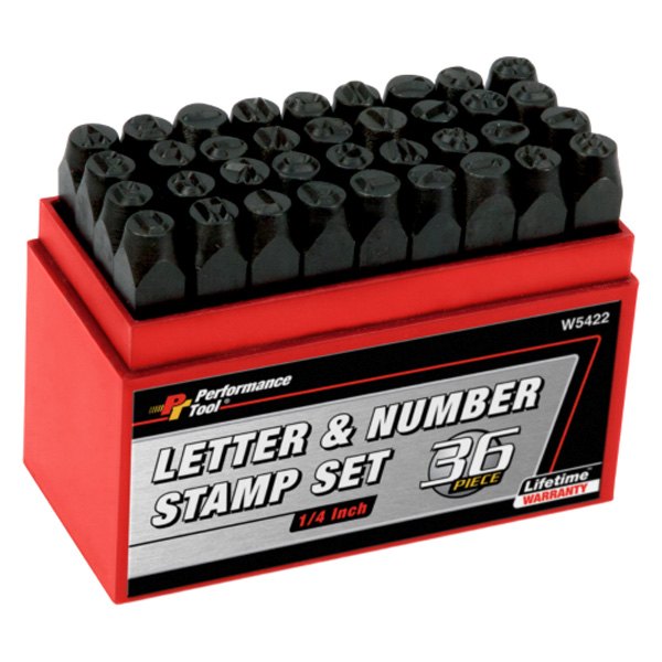 Performance Tool® - 36-piece 1/4" A to Z and "&" (#0 to #9) Number and Letter Stamp Set