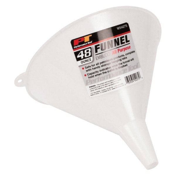 Performance Tool® - 0.375 gal 8" White Plastic Durable Funnel