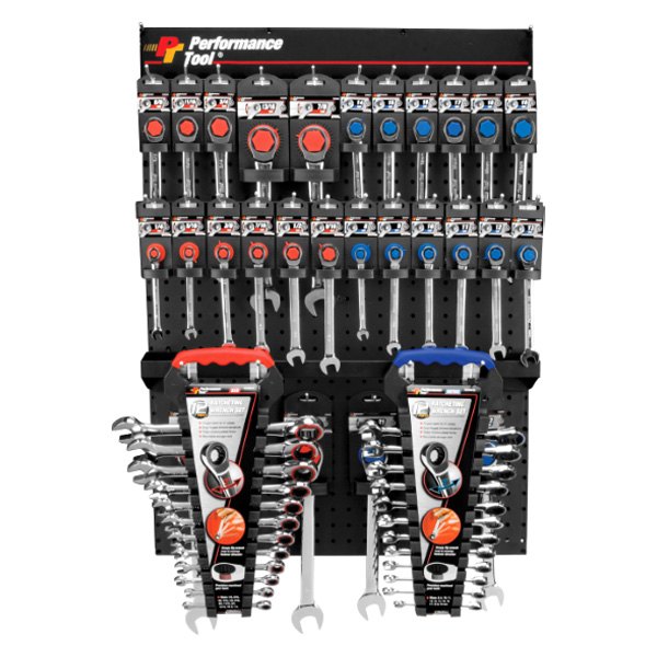 Performance Tool® - 51-piece 1/4" to 1" & 8 to 22 mm 12-Point Straight Head Ratcheting Chrome Combination Wrench Set