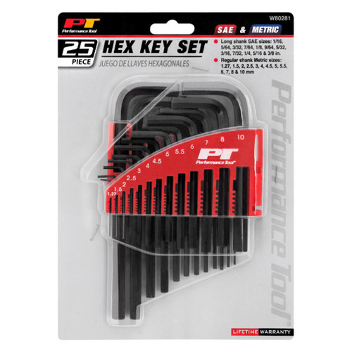 Performance Tool® W80281 - 25-Piece SAE/Metric Hex Key Set