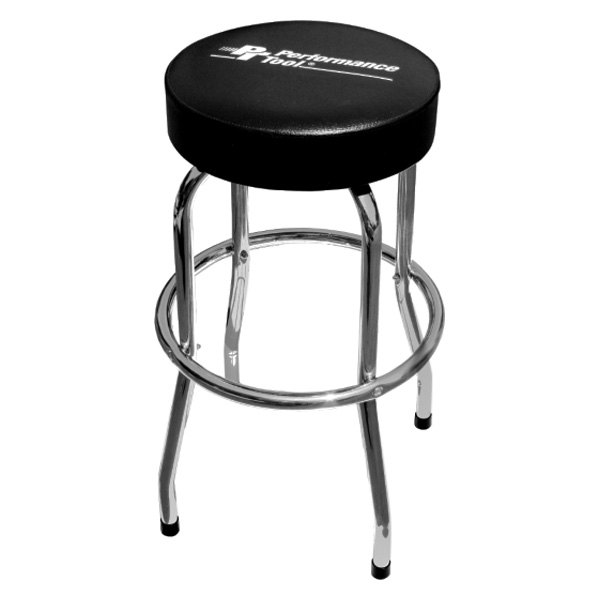 Performance Tool W85031 Pneumatic High Back Adjustable Swivel Bar Stool  with Back Support for Home, Bar, and Shop, Black, 26-32-Inches High