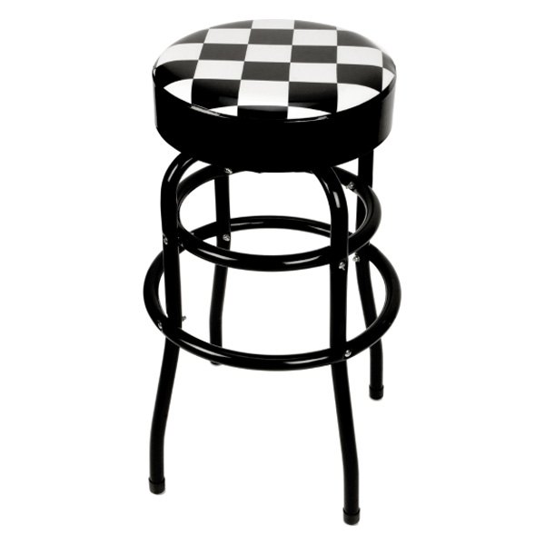 Performance Tool W85023 Black White Swivel Checkered Top Bar Stool