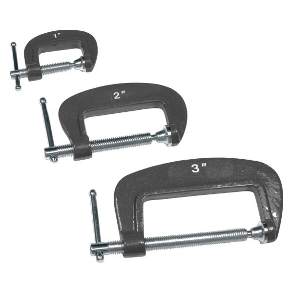 Performance Tool® - 3-Piece 1", 2", 3" Malleable Iron C-Clamp Set