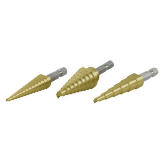 Performance Tool® - 3-piece TiNi Coated HSS Step Drill Bit Set