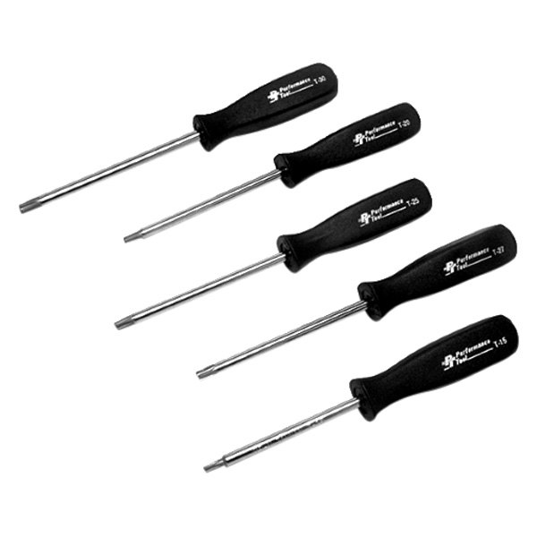 Performance Tool® - 5-piece T15 to T30 Dipped Handle Magnetic Torx Screwdriver Set