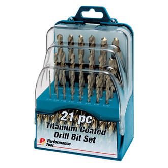 Performance Tool® - 21-Piece TiNi Coated HSS Fractional Drill Bit Set