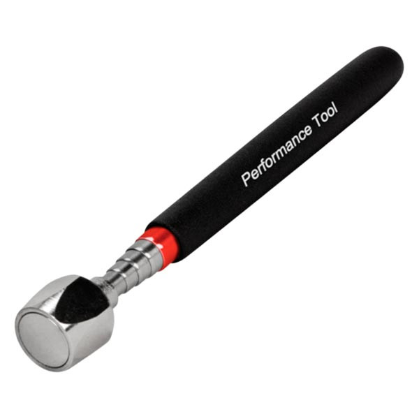 Performance Tool W1200C Wilmar 24” Telescopic Magnetic Pick-Up Tool – Swivel Head, 90-Degree Ball Joint, Reaches Tight Spaces