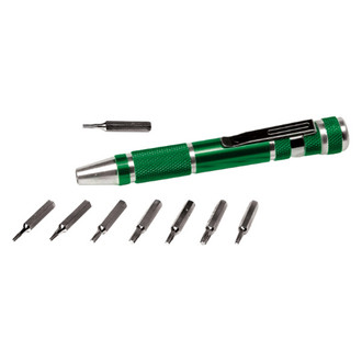 Performance Tool® - 9-piece Metal Handle Pocket Clip Magnetic Precision Multi-Bit Screwdriver Kit