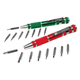 Performance Tool® - 18-piece Metal Handle Pocket Clip Magnetic Precision Multi-Bit Screwdriver Kit