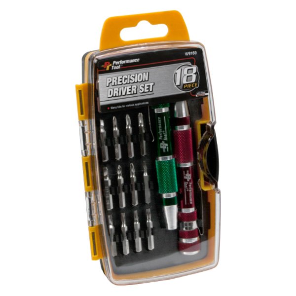Performance Tool® - 17-piece Metal Handle Pocket Clip Magnetic Precision Multi-Bit Screwdriver Kit