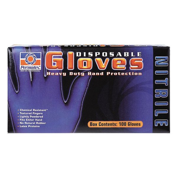 Permatex® - Large Powdered Blue Nitrile Disposable Gloves