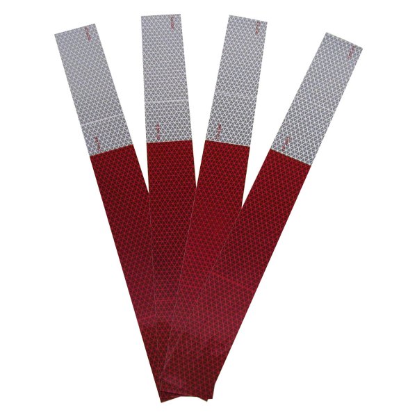 Peterson® - 1.5' x 2" Red/Silver Conspicuity Reflective Strips (4 Pieces)