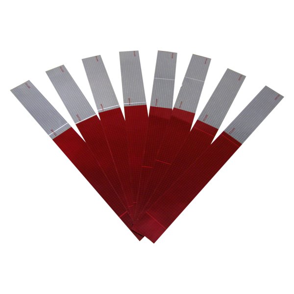Peterson® - 1.5' x 2" Red/Silver Conspicuity Reflective Strips (8 Pieces)