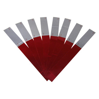 Peterson® - 1.5' x 2" Red/Silver Conspicuity Reflective Strips (8 Pieces)