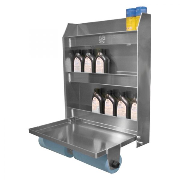 Pit Pal® - 3-Shelf Silver Cabinet with Dual-Paper Towel Holder (25"W x 30"H x 5.5"D)