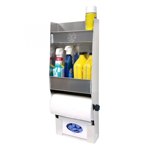 Pit Pal® - 3-Shelf Universal Cleaning Cabinet with Roll Towel and Gloves Holder (11.5"W x 30"H x 6.5"D)