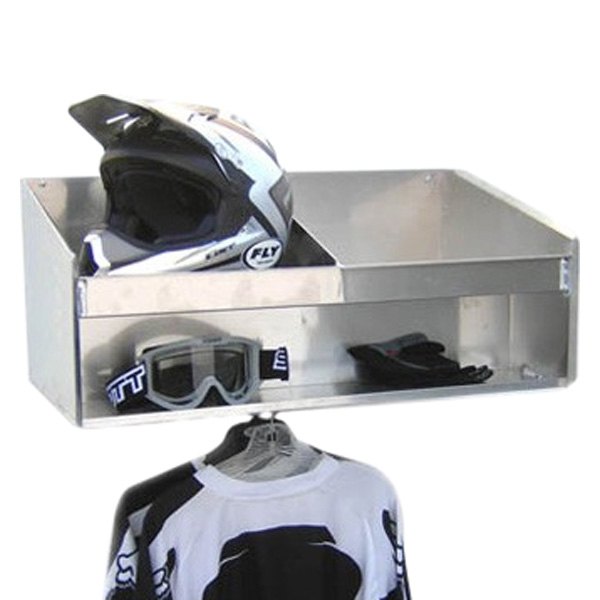 Pit Posse® - 2-Bay Silver Aluminum Helmet Shelf (28"W x 12"H x 16"D)