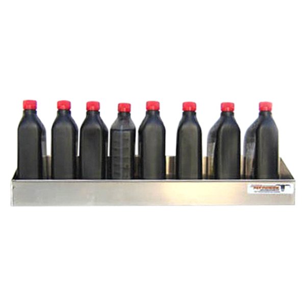 Pit Posse® - 6-Bay Silver Aluminum Oil Shelf (17"W x 6"H x 5"D)
