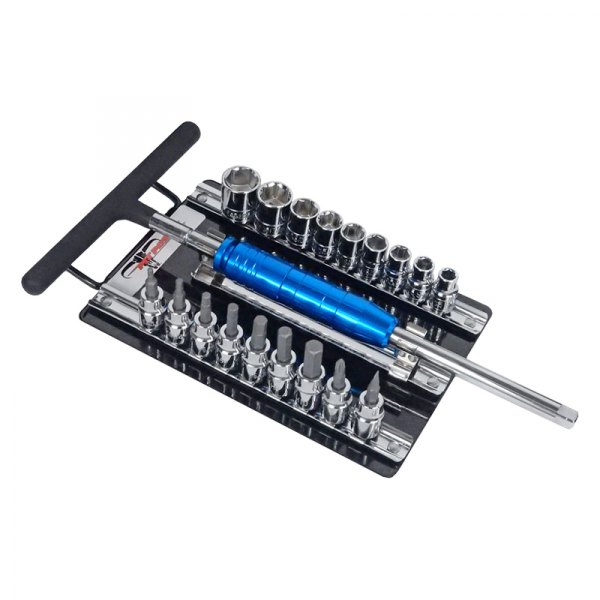 Pit Posse® - 3/8" Drive 12.750" Length T-Style Cushion-Grip Breaker Bar and Socket Set 20 Pieces