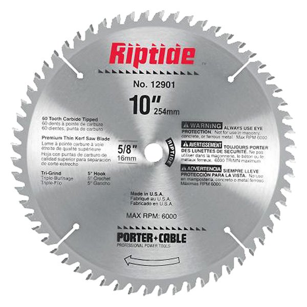 Porter Cable® - Riptide™ 10" 60T ATB Circular Saw Blade